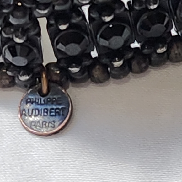 Philippe Audibert Black Rhinestone and Bead Stretch Bracelet - Picture 4 of 4